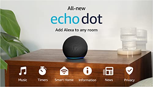 Amazon Echo Dot (newest model), Vibrant sounding Alexa speaker, Great for bedrooms, dining rooms and offices, Charcoal