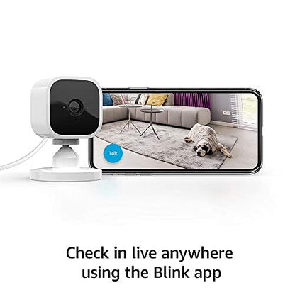 Blink Mini - Compact indoor plug-in smart security camera, 1080p HD video, night vision, motion detection, two-way audio, easy set up, Works with Alexa – 1 camera (White)