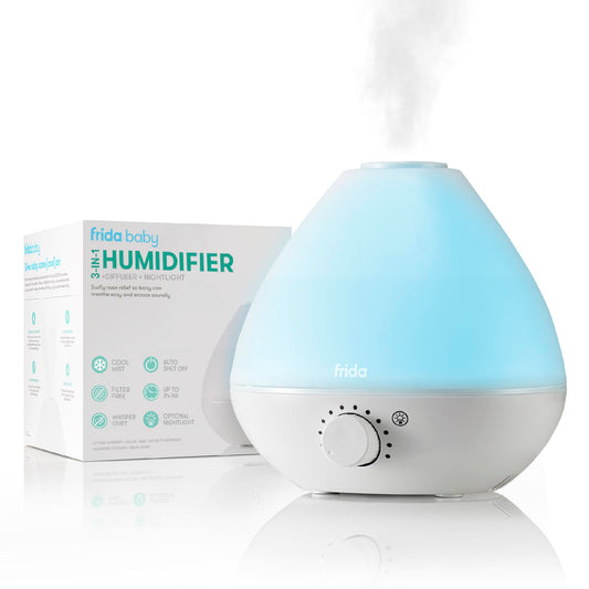 Frida Baby 3-in-1 Cool Mist Humidifier for Baby with Diffuser + Nightlight, Baby Humidifier for Bedroom, Nursery + Large Rooms, Quiet, Auto Shut Off, Runs +24hrs