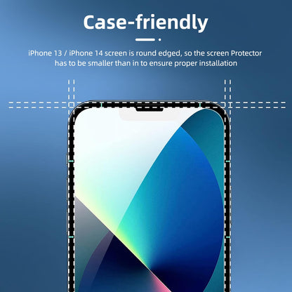 NEW'C 3 Pack Designed for iPhone 14, iPhone 13, iPhone 13 Pro (6.1 inches) Screen Protector Tempered Glass,Case Friendly Scratch-proof, Bubble Free, Ultra Resistant