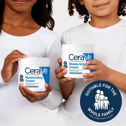 CeraVe Moisturizing Cream, Body and Face Moisturizer for Dry Skin, Body Cream with Hyaluronic Acid and Ceramides, Daily Moisturizer, Oil-Free, Fragrance Free, Non-Comedogenic, 19 Ounce