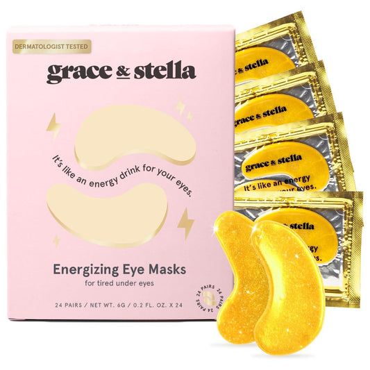 grace & stella Under Eye Mask- Gifts for Women - Reduce Dark Circles, Puffy Eyes, Undereye Bags, Wrinkles - Gel Under Eye Patches - Bridesmaid Gifts - Vegan Self Care (24 Pairs, Gold).