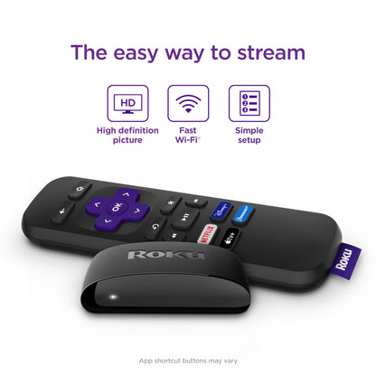 Roku Express | HD Roku Streaming Device with Standard Remote (no TV controls), Free & Live TV