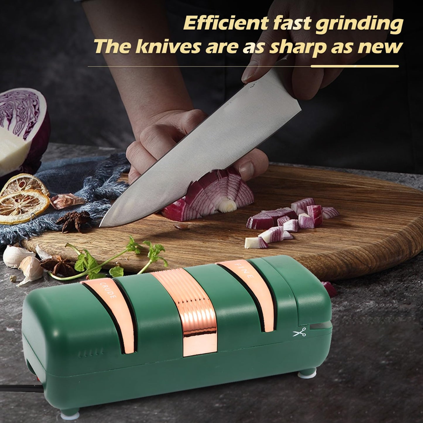 ZTDIXF Electric Knife Sharpener, Professional 2-Stages Knife Sharpeners with Diamond Abrasives for 15-Degree Straight Edge, Knife Sharpener for Kitchen Knives with Sharpening and Polishing, Green