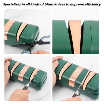 ZTDIXF Electric Knife Sharpener, Professional 2-Stages Knife Sharpeners with Diamond Abrasives for 15-Degree Straight Edge, Knife Sharpener for Kitchen Knives with Sharpening and Polishing, Green