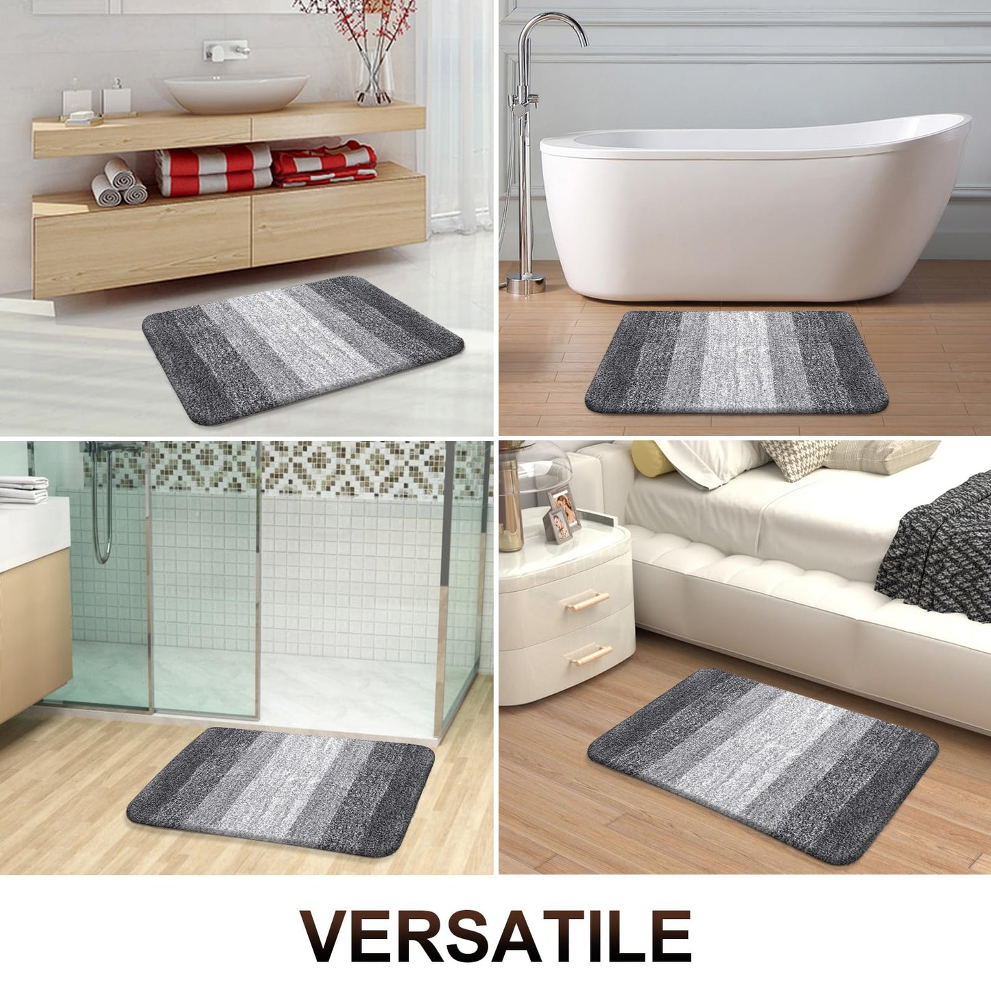 OLANLY Bathroom Rugs Mat 30x20, Extra Soft Absorbent Microfiber Bath Rugs, Rubber Backing, Quick Dry, Machine Washable Bath Mats for Bathroom Floor, Tub, Shower and Home Decor Accessories, Grey