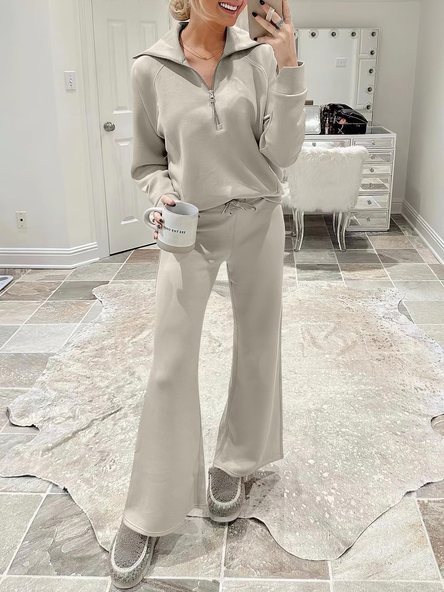 ANRABESS 2 Piece Outfits Sweatsuit Oversized Sweatshirt Sweatpants