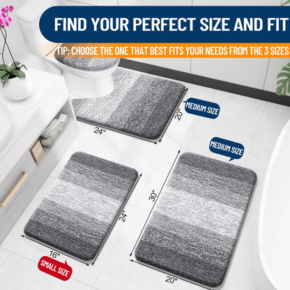 OLANLY Bathroom Rugs Mat 30x20, Extra Soft Absorbent Microfiber Bath Rugs, Rubber Backing, Quick Dry, Machine Washable Bath Mats for Bathroom Floor, Tub, Shower and Home Decor Accessories, Grey